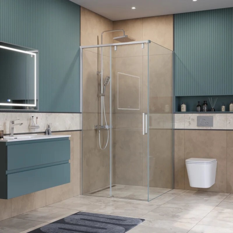 Душевой уголок BelBagno SOFT_CLOSE-1-AH-1-100/80-C-Cr, 100 х 80 см, стекло прозрачное, профиль хром