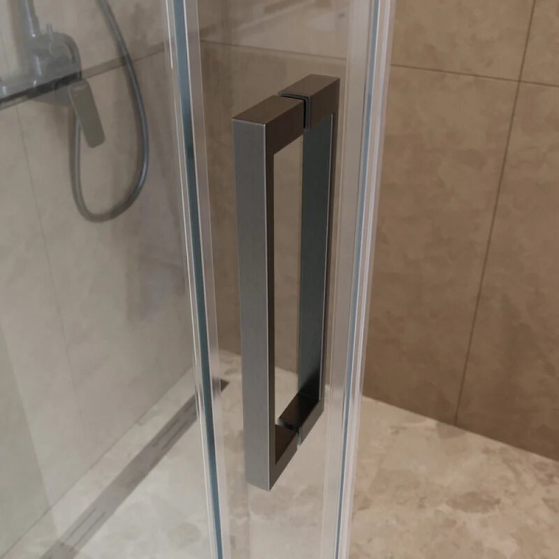 Душевой уголок BelBagno SOFT_CLOSE-1-AH-1-110/100-C-GM, 110 х 100 см, стекло прозрачное, профиль вороненая сталь, gunmetal