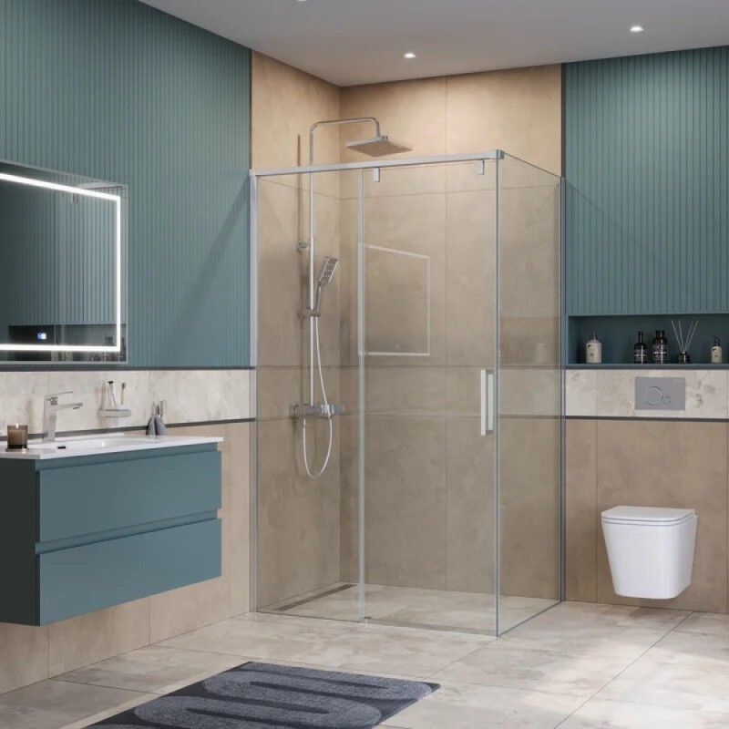 Душевой уголок BelBagno SOFT_CLOSE-1-AH-1-110/80-C-Cr, 110 х 80 см, стекло прозрачное, профиль хром