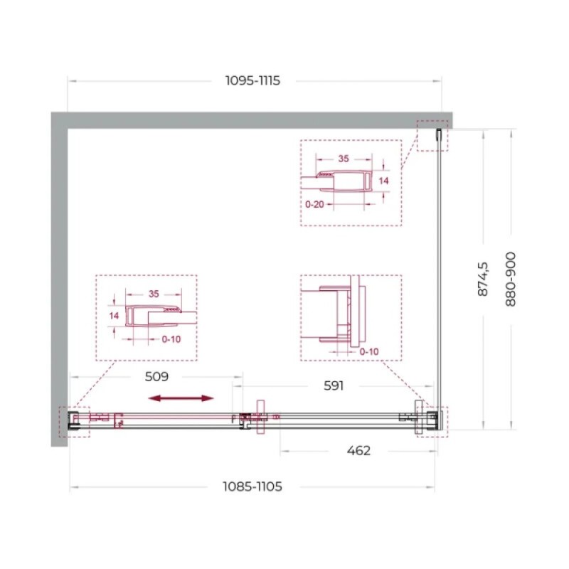 Душевой уголок BelBagno SOFT_CLOSE-1-AH-1-110/90-C-Cr, 110 х 90 см, стекло прозрачное, профиль хром