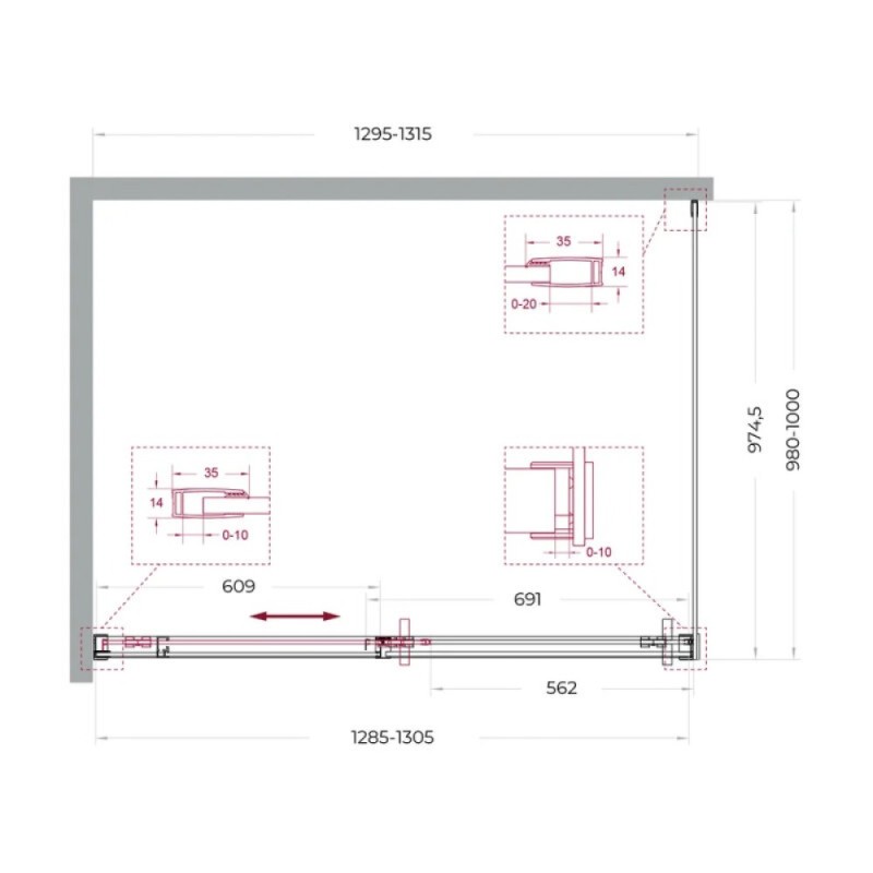 Душевой уголок BelBagno SOFT_CLOSE-1-AH-1-130/100-C-GM, 130 х 100 см, стекло прозрачное, профиль вороненая сталь, gunmetal