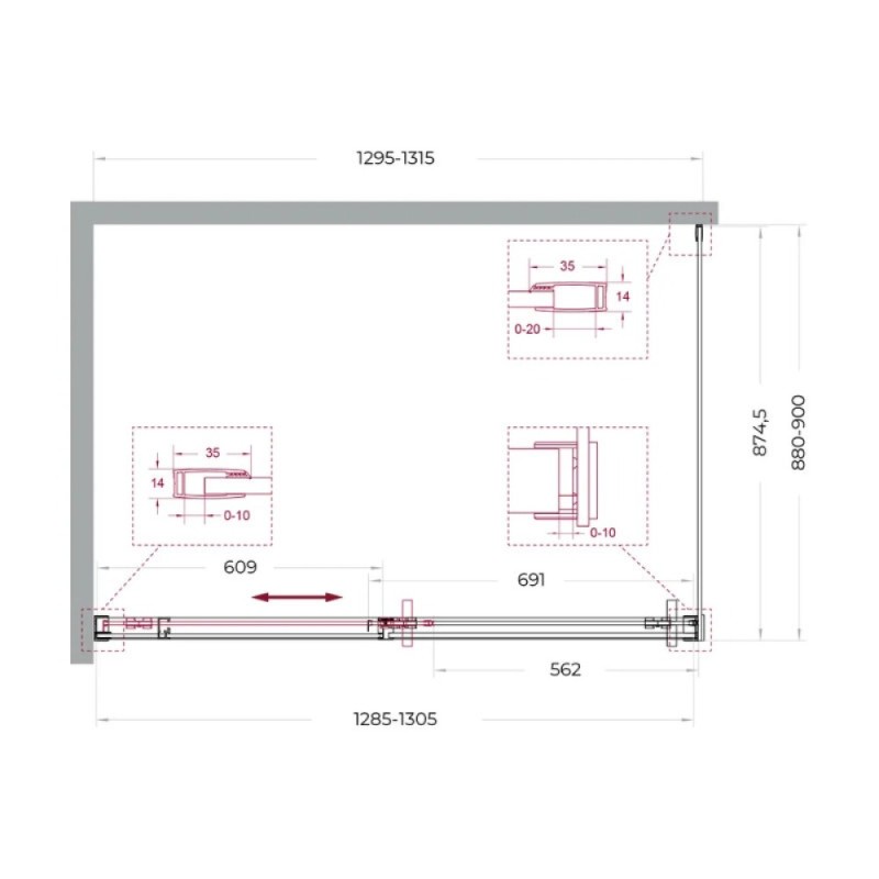 Душевой уголок BelBagno SOFT_CLOSE-1-AH-1-130/90-C-Cr, 130 х 90 см, стекло прозрачное, профиль хром