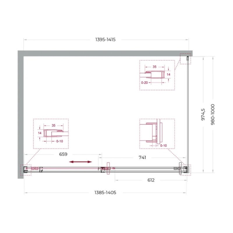 Душевой уголок BelBagno SOFT_CLOSE-1-AH-1-140/100-C-Cr, 140 х 100 см, стекло прозрачное, профиль хром