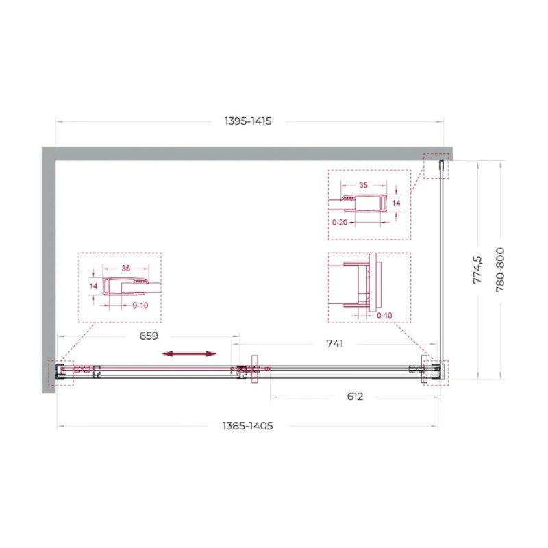 Душевой уголок BelBagno SOFT_CLOSE-1-AH-1-140/80-C-Cr, 140 х 80 см, стекло прозрачное, профиль хром