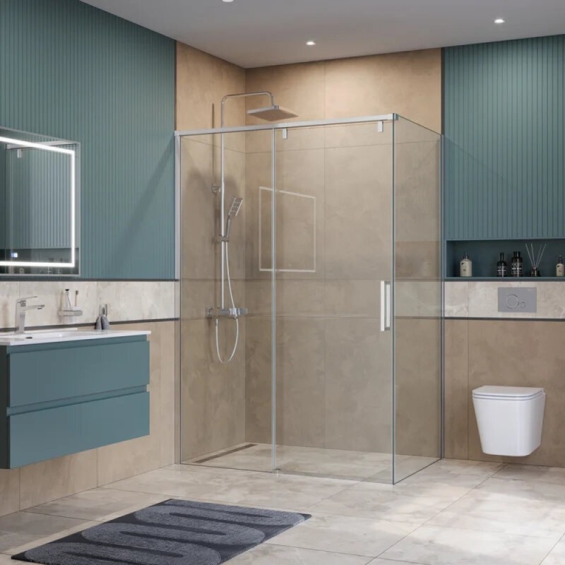 Душевой уголок BelBagno SOFT_CLOSE-1-AH-1-140/90-C-Cr, 140 х 90 см, стекло прозрачное, профиль хром