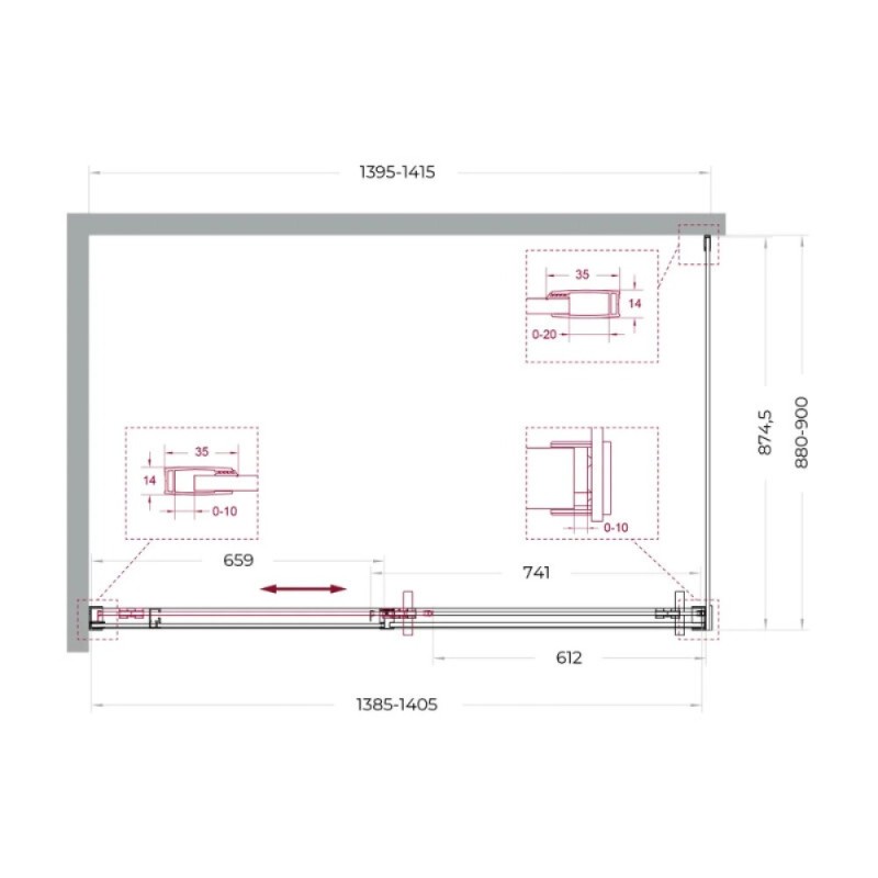 Душевой уголок BelBagno SOFT_CLOSE-1-AH-1-140/90-C-Cr, 140 х 90 см, стекло прозрачное, профиль хром
