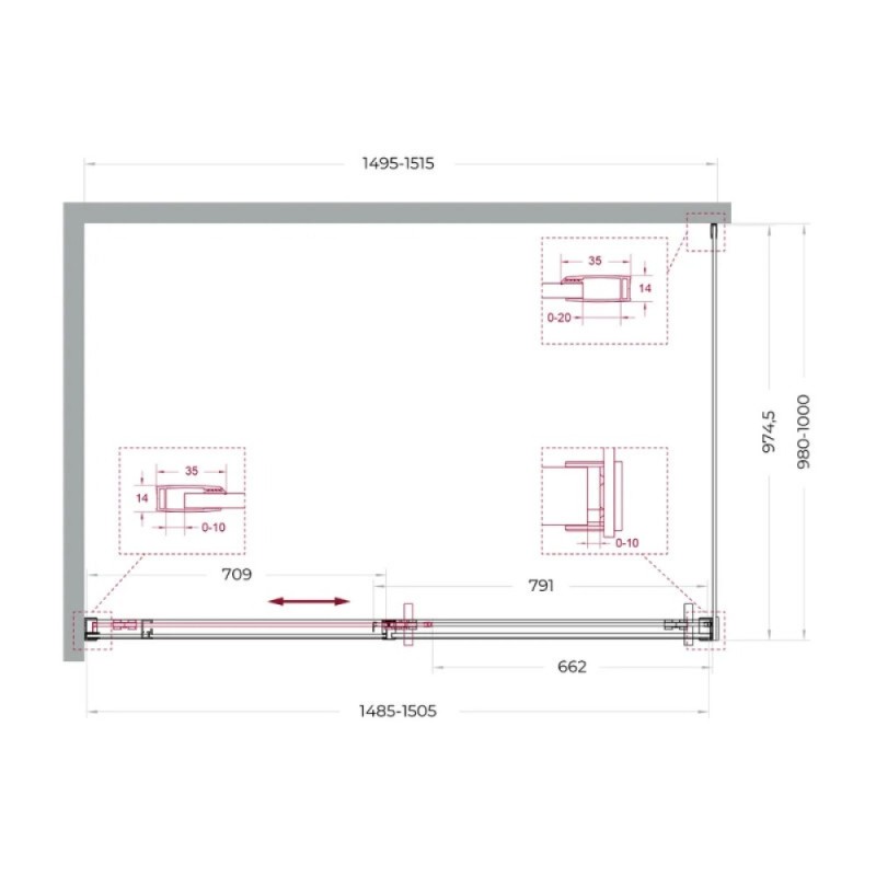 Душевой уголок BelBagno SOFT_CLOSE-1-AH-1-150/100-C-GM, 150 х 100 см, стекло прозрачное, профиль вороненая сталь, gunmetal
