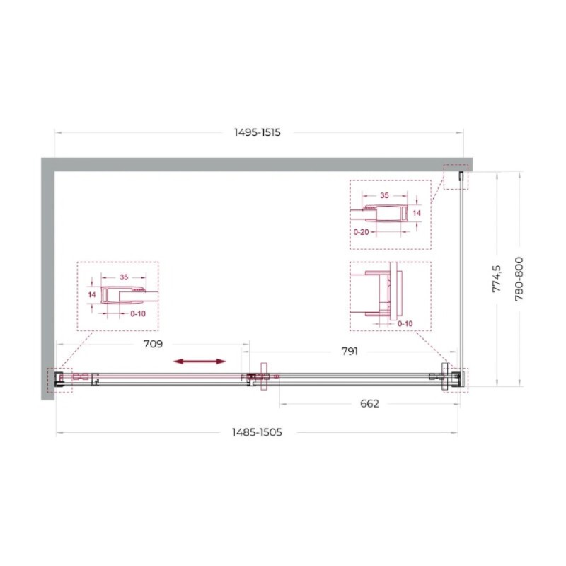 Душевой уголок BelBagno SOFT_CLOSE-1-AH-1-150/80-C-Cr, 150 х 80 см, стекло прозрачное, профиль хром