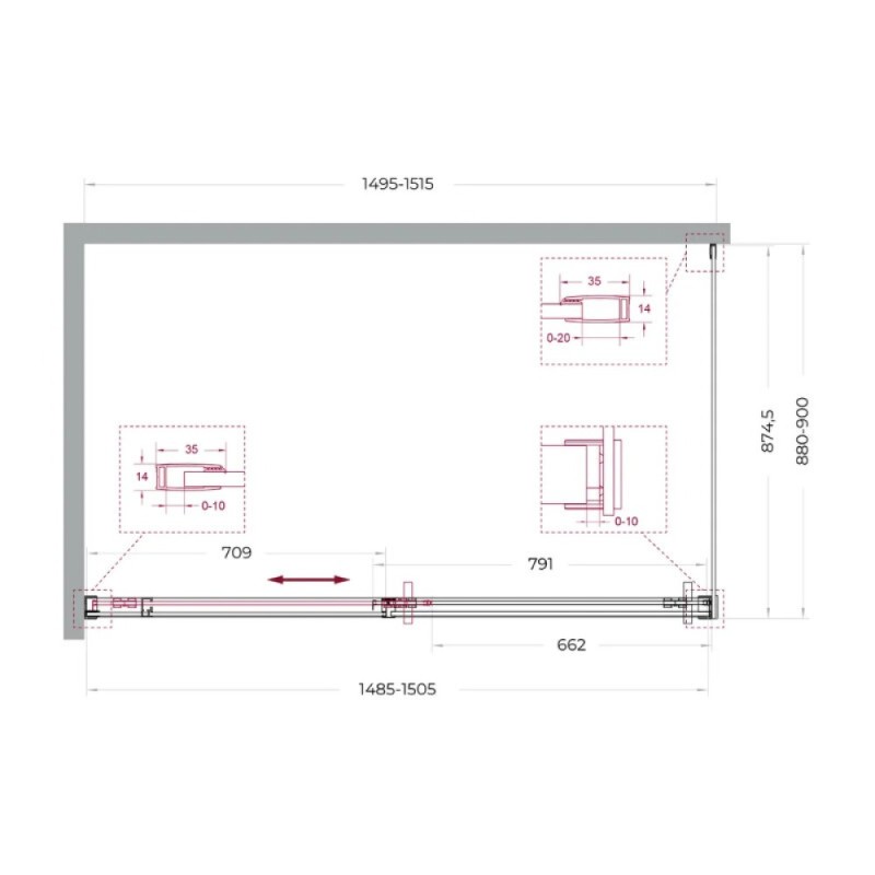 Душевой уголок BelBagno SOFT_CLOSE-1-AH-1-150/90-C-GM, 150 х 90 см, стекло прозрачное, профиль вороненая сталь, gunmetal