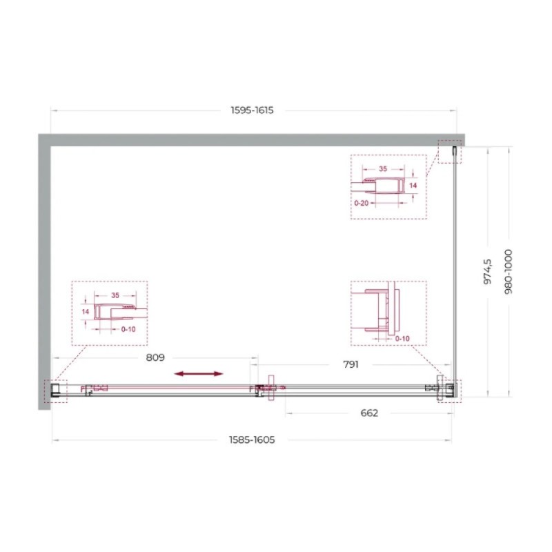 Душевой уголок BelBagno SOFT_CLOSE-1-AH-1-160/100-C-Cr, 160 х 100 см, стекло прозрачное, профиль хром