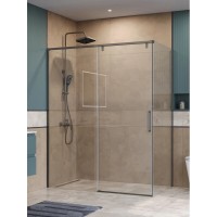 Душевой уголок BelBagno SOFT_CLOSE-1-AH-1-160/100-C-GM, 160 х 100 см, стекло прозрачное, профиль вороненая сталь, gunmetal