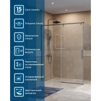 Душевой уголок BelBagno SOFT_CLOSE-1-AH-1-160/100-C-GM, 160 х 100 см, стекло прозрачное, профиль вороненая сталь, gunmetal