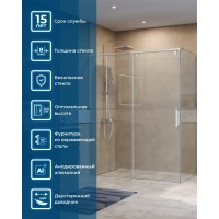 Душевой уголок BelBagno SOFT_CLOSE-1-AH-1-160/80-C-Cr, 160 х 80 см, стекло прозрачное, профиль хром