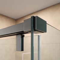 Душевой уголок BelBagno SOFT_CLOSE-1-AH-1-160/90-C-GM, 160 х 90 см, стекло прозрачное, профиль вороненая сталь, gunmetal