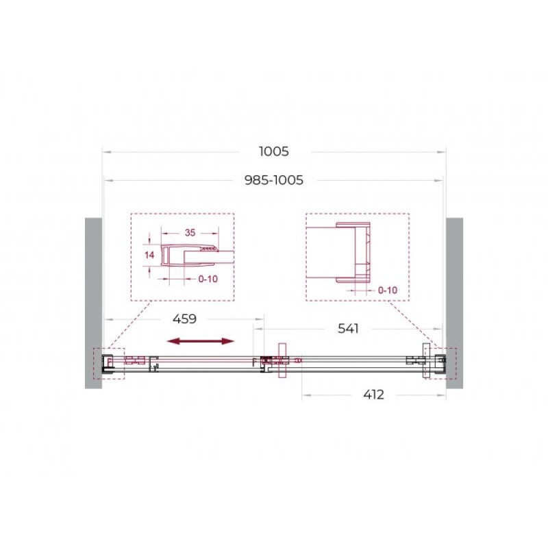 Душевая дверь BelBagno SOFT_CLOSE-1-BF-1-100-C-GM, 100 см, стекло прозрачное, профиль вороненая сталь, gunmetal