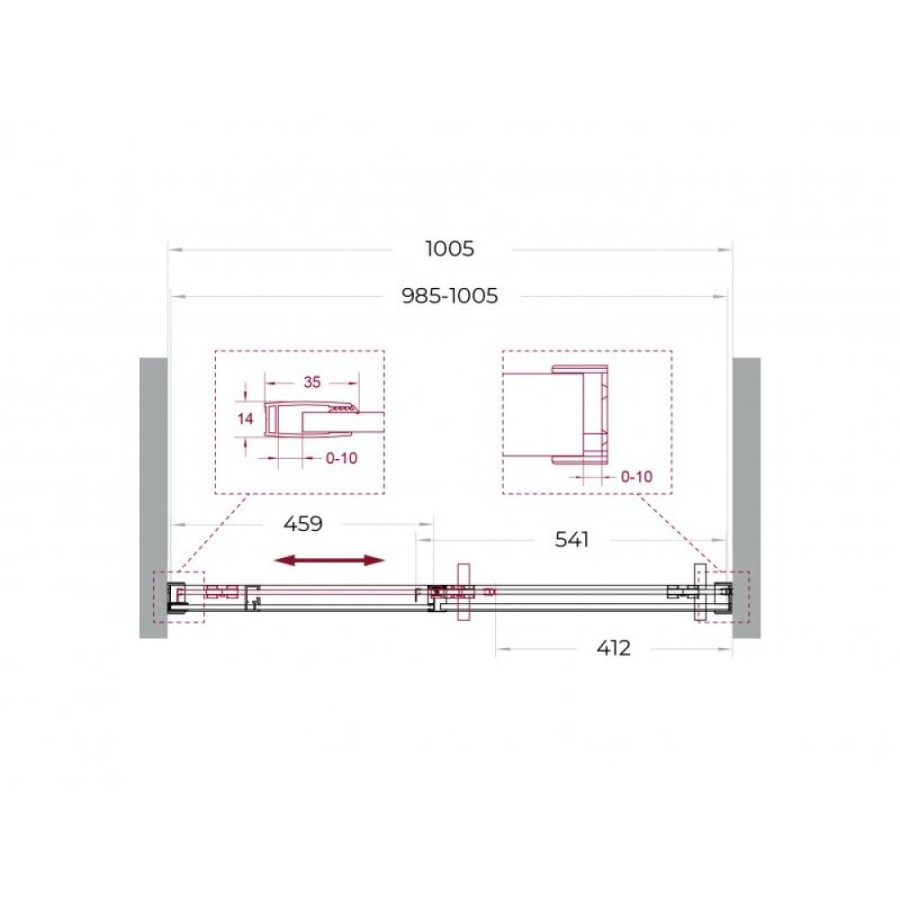Душевая дверь BelBagno SOFT_CLOSE-1-BF-1-100-C-GM, 100 см, стекло прозрачное, профиль вороненая сталь, gunmetal