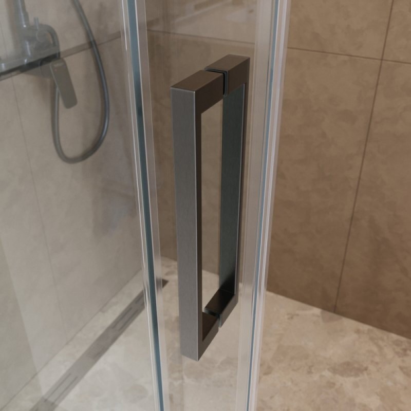 Душевая дверь BelBagno SOFT_CLOSE-1-BF-1-120-C-GM, 120 см, стекло прозрачное, профиль вороненая сталь, gunmetal