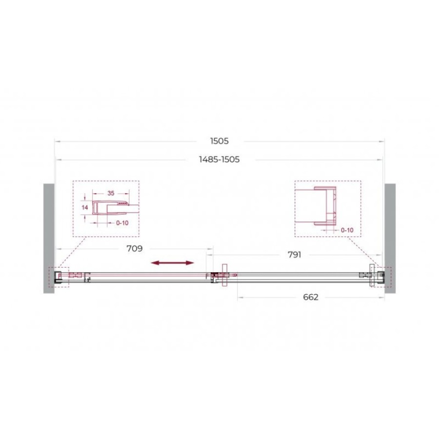 Душевая дверь BelBagno SOFT_CLOSE-1-BF-1-150-C-GM, 150 см, стекло прозрачное, профиль вороненая сталь, gunmetal