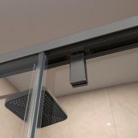 Душевая дверь BelBagno SOFT_CLOSE-1-BF-1-150-C-GM, 150 см, стекло прозрачное, профиль вороненая сталь, gunmetal