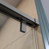 Душевая дверь BelBagno SOFT_CLOSE-1-BF-1-150-C-GM, 150 см, стекло прозрачное, профиль вороненая сталь, gunmetal