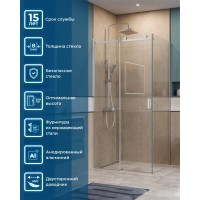 Душевой уголок BelBagno SOFT_CLOSE-2-AH-1-100/80-C-Cr, 100 х 80 см, стекло прозрачное, профиль хром