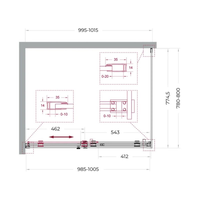 Душевой уголок BelBagno SOFT_CLOSE-2-AH-1-100/80-C-Cr, 100 х 80 см, стекло прозрачное, профиль хром