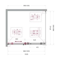 Душевой уголок BelBagno SOFT_CLOSE-2-AH-1-100/90-C-GM, 100 х 90 см, стекло прозрачное, профиль вороненая сталь, gunmetal