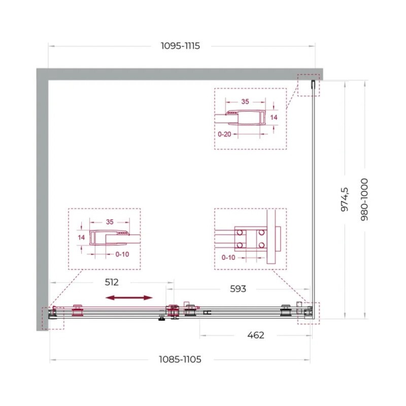 Душевой уголок BelBagno SOFT_CLOSE-2-AH-1-110/100-C-Cr, 110 х 100 см, стекло прозрачное, профиль хром
