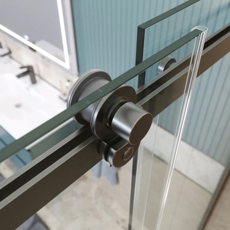 Душевой уголок BelBagno SOFT_CLOSE-2-AH-1-110/80-C-GM, 110 х 80 см, стекло прозрачное, профиль вороненая сталь, gunmetal