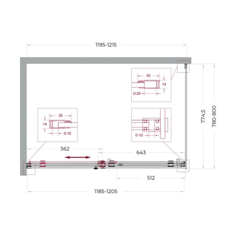 Душевой уголок BelBagno SOFT_CLOSE-2-AH-1-120/80-C-GM, 120 х 80 см, стекло прозрачное, профиль вороненая сталь, gunmetal