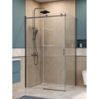 Душевой уголок BelBagno SOFT_CLOSE-2-AH-1-120/80-C-GM, 120 х 80 см, стекло прозрачное, профиль вороненая сталь, gunmetal