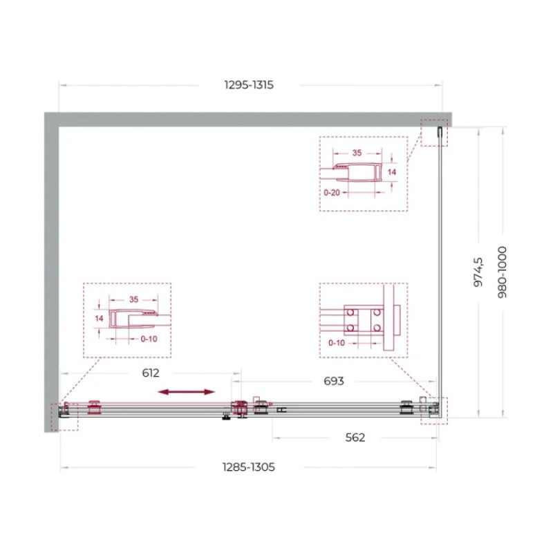 Душевой уголок BelBagno SOFT_CLOSE-2-AH-1-130/100-C-Cr, 130 х 100 см, стекло прозрачное, профиль хром
