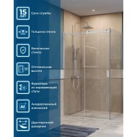 Душевой уголок BelBagno SOFT_CLOSE-2-AH-1-130/100-C-Cr, 130 х 100 см, стекло прозрачное, профиль хром