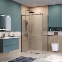 Душевой уголок BelBagno SOFT_CLOSE-2-AH-1-130/90-C-GM, 130 х 90 см, стекло прозрачное, профиль вороненая сталь, gunmetal