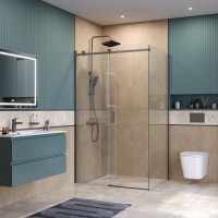 Душевой уголок BelBagno SOFT_CLOSE-2-AH-1-130/90-C-GM, 130 х 90 см, стекло прозрачное, профиль вороненая сталь, gunmetal