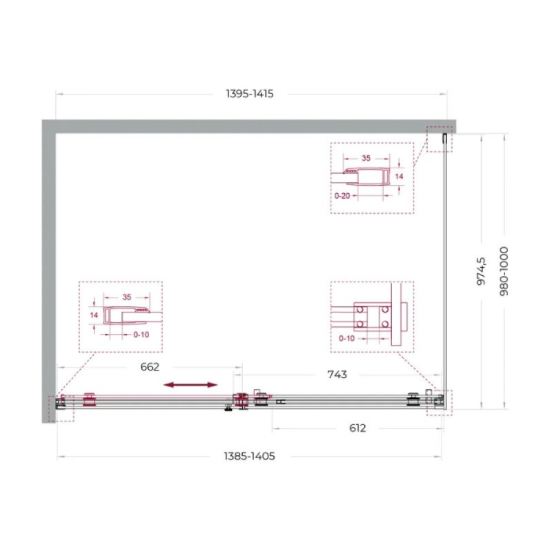 Душевой уголок BelBagno SOFT_CLOSE-2-AH-1-140/100-C-Cr, 140 х 100 см, стекло прозрачное, профиль хром