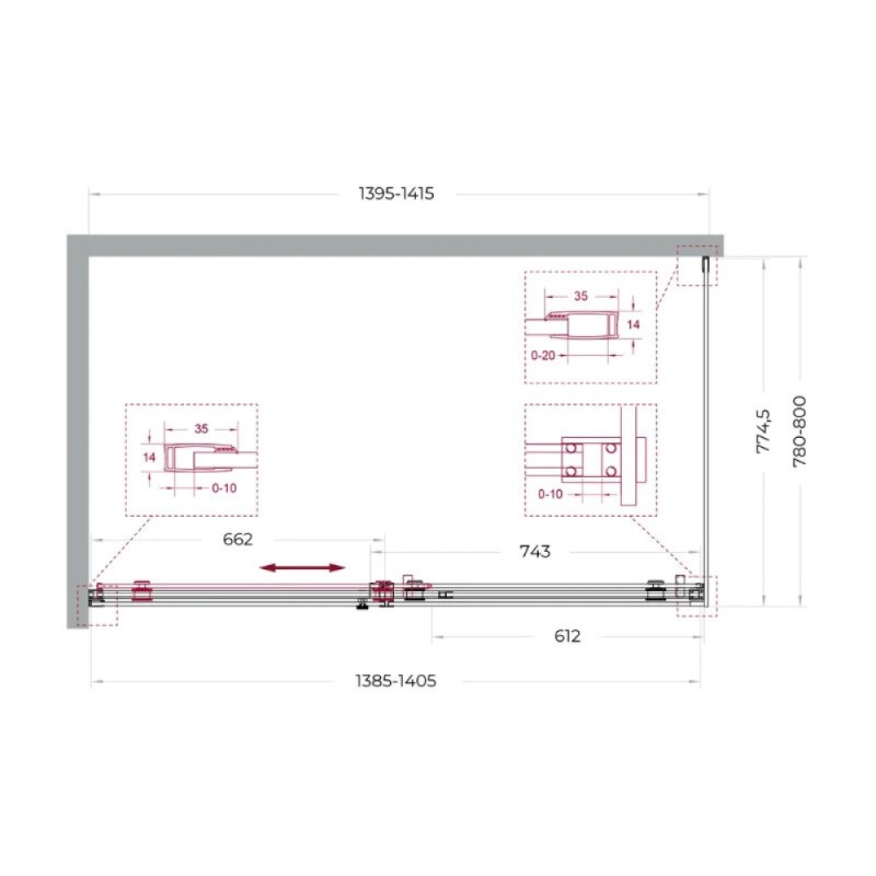 Душевой уголок BelBagno SOFT_CLOSE-2-AH-1-140/80-C-Cr, 140 х 80 см, стекло прозрачное, профиль хром
