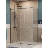 Душевой уголок BelBagno SOFT_CLOSE-2-AH-1-140/80-C-GM, 140 х 80 см, стекло прозрачное, профиль вороненая сталь, gunmetal