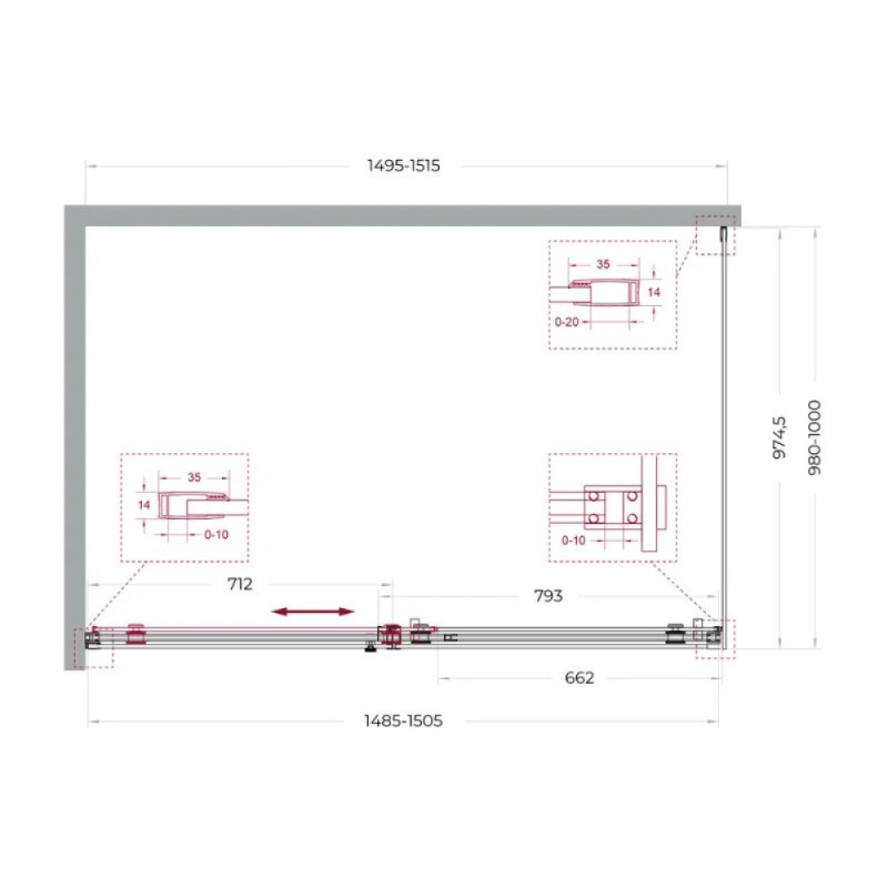 Душевой уголок BelBagno SOFT_CLOSE-2-AH-1-150/100-C-Cr, 150 х 100 см, стекло прозрачное, профиль хром
