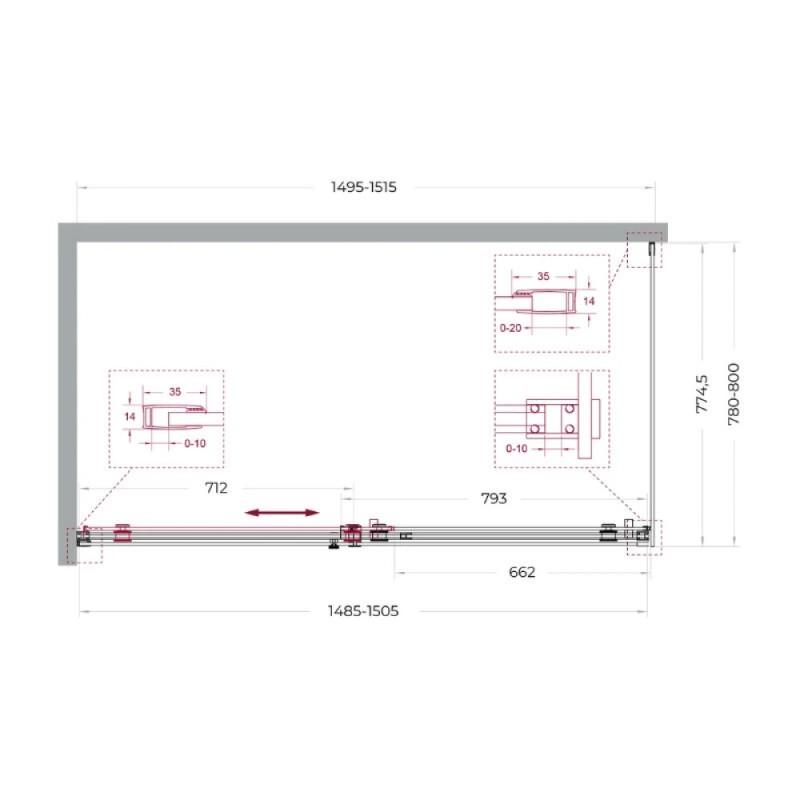 Душевой уголок BelBagno SOFT_CLOSE-2-AH-1-150/80-C-Cr, 150 х 80 см, стекло прозрачное, профиль хром
