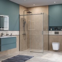 Душевой уголок BelBagno SOFT_CLOSE-2-AH-1-150/90-C-GM, 150 х 90 см, стекло прозрачное, профиль вороненая сталь, gunmetal
