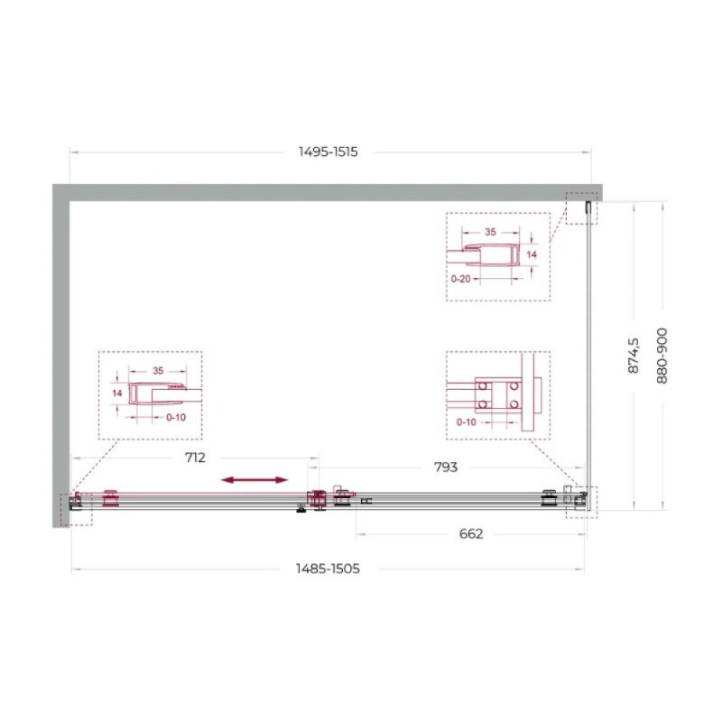 Душевой уголок BelBagno SOFT_CLOSE-2-AH-1-150/90-C-GM, 150 х 90 см, стекло прозрачное, профиль вороненая сталь, gunmetal