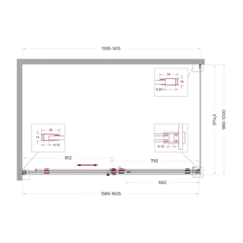 Душевой уголок BelBagno SOFT_CLOSE-2-AH-1-160/100-C-Cr, 160 х 100 см, стекло прозрачное, профиль хром