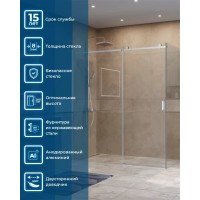 Душевой уголок BelBagno SOFT_CLOSE-2-AH-1-180/80-C-Cr, 180 х 80 см, стекло прозрачное, профиль хром