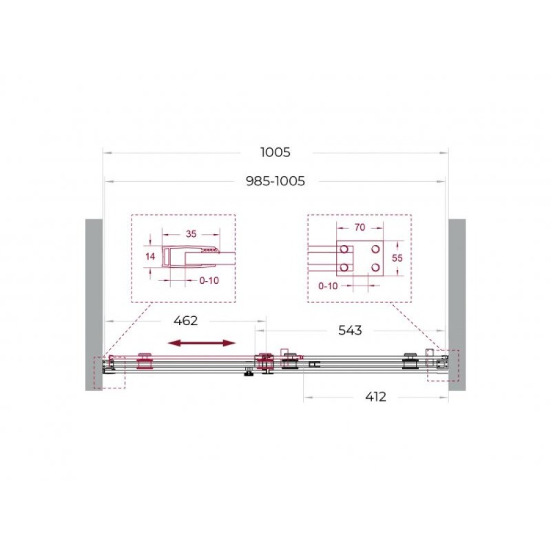 Душевая дверь BelBagno SOFT_CLOSE-2-BF-1-100-C-Cr, 100 см, стекло прозрачное, профиль хром
