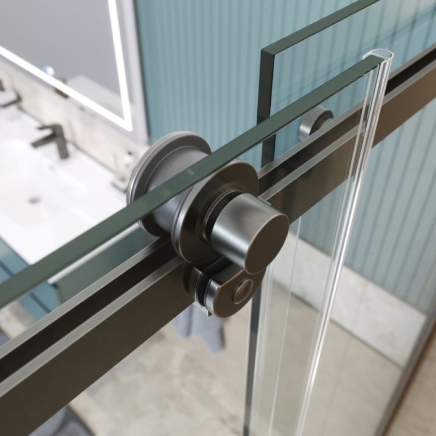 Душевая дверь BelBagno SOFT_CLOSE-2-BF-1-110-C-GM, 110 см, стекло прозрачное, профиль вороненая сталь, gunmetal