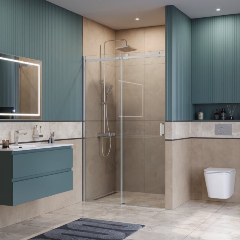Душевая дверь BelBagno SOFT_CLOSE-2-BF-1-120-C-Cr, 120 см, стекло прозрачное, профиль хром