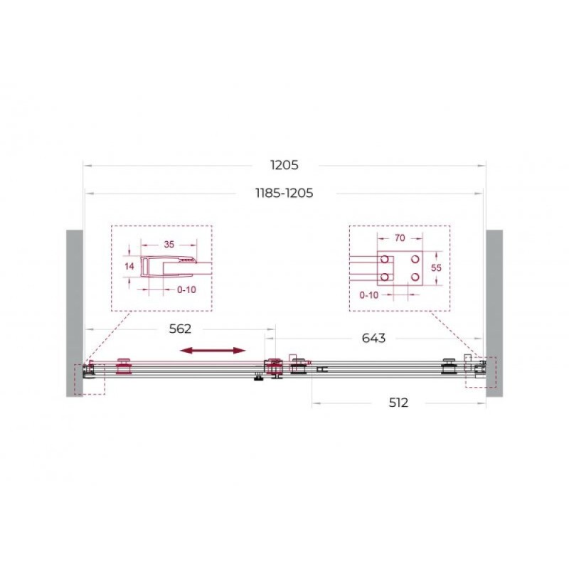 Душевая дверь BelBagno SOFT_CLOSE-2-BF-1-120-C-GM, 120 см, стекло прозрачное, профиль вороненая сталь, gunmetal