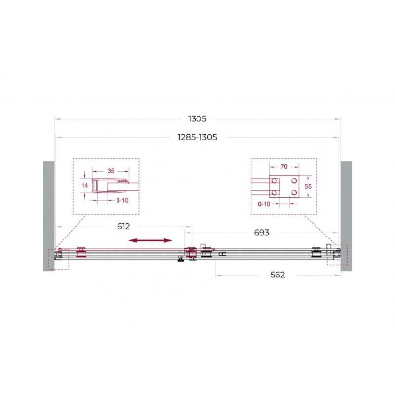 Душевая дверь BelBagno SOFT_CLOSE-2-BF-1-130-C-GM, 130 см, стекло прозрачное, профиль вороненая сталь, gunmetal