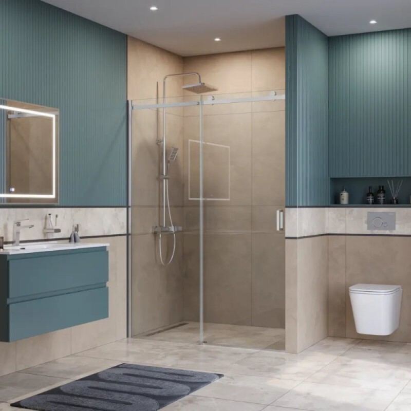 Душевая дверь BelBagno SOFT_CLOSE-2-BF-1-150-C-Cr, 150 см, стекло прозрачное, профиль хром